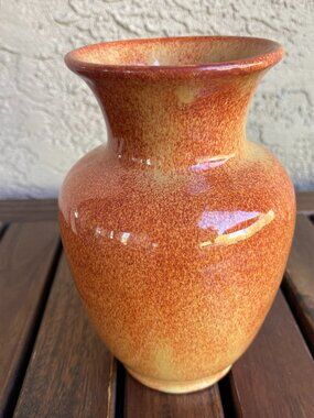 Mid Century Speckled Goldenrod Wisconsin Art Pottery Vase
